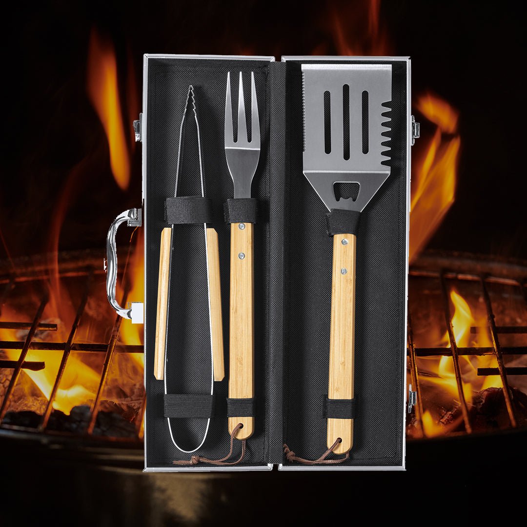 Set Accessori Barbecue Professionali In Acciaio - Con Pinza, Forcone, Spatola, Guanto E Grembiule - Foto 4